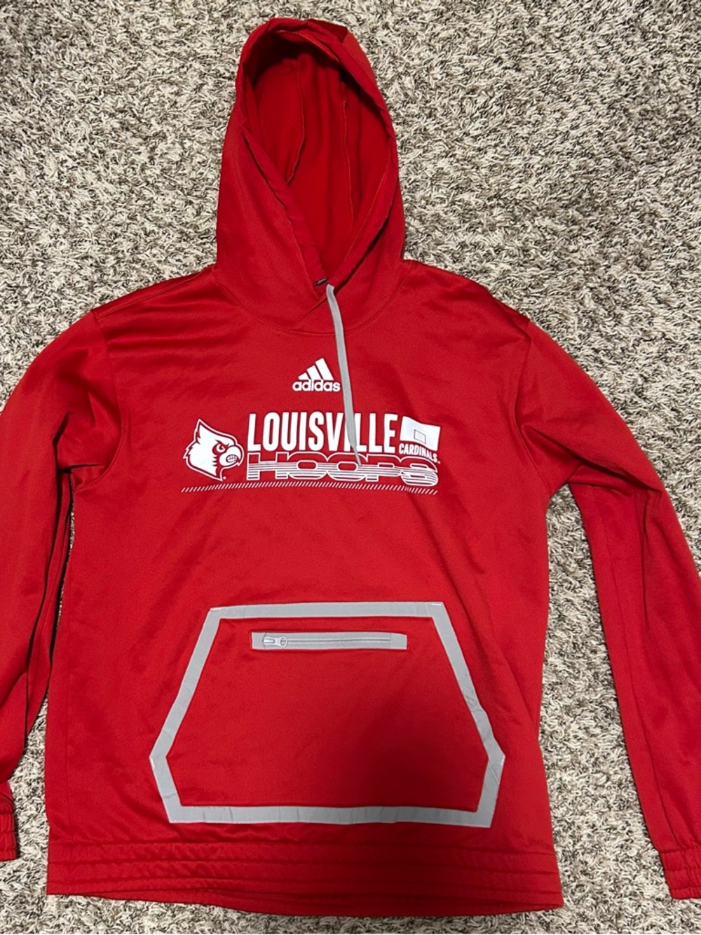 adidas Red Louisville Cardinals Hooded Pullover
